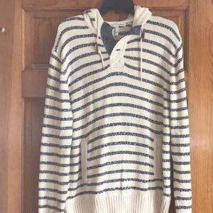 Cream & navy striped men’s hoodie sweater